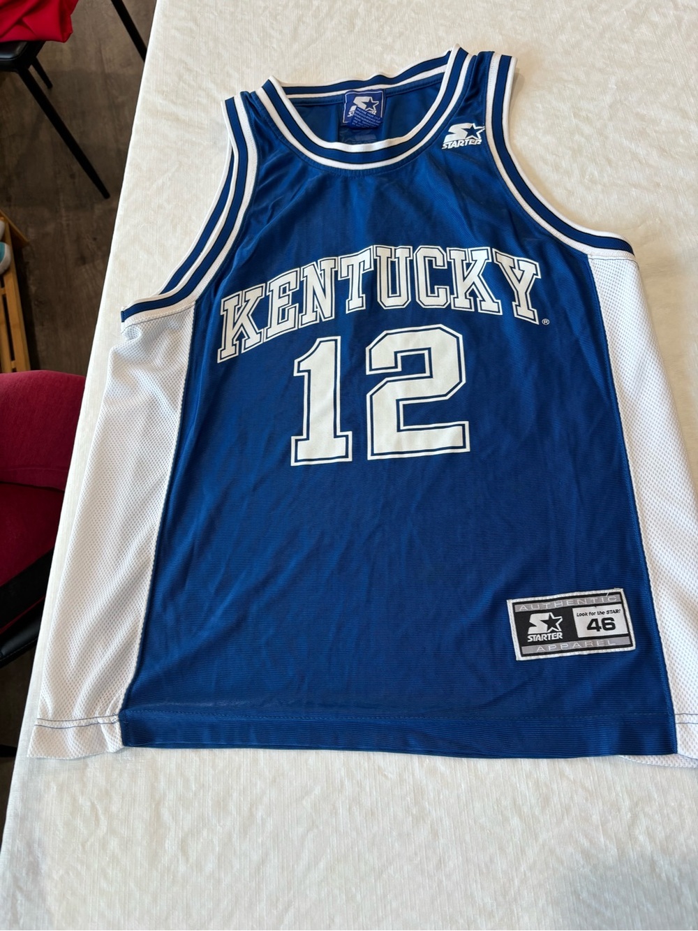 Vintage Starter Kentucky wildcats Blue and White #12 Basketball Jersey medium